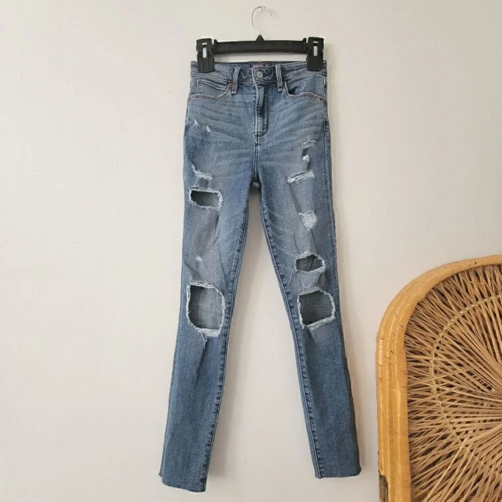 Abercrombie & Fitch Simone High Rise Super Skinny Jeans Distressed 25/0S